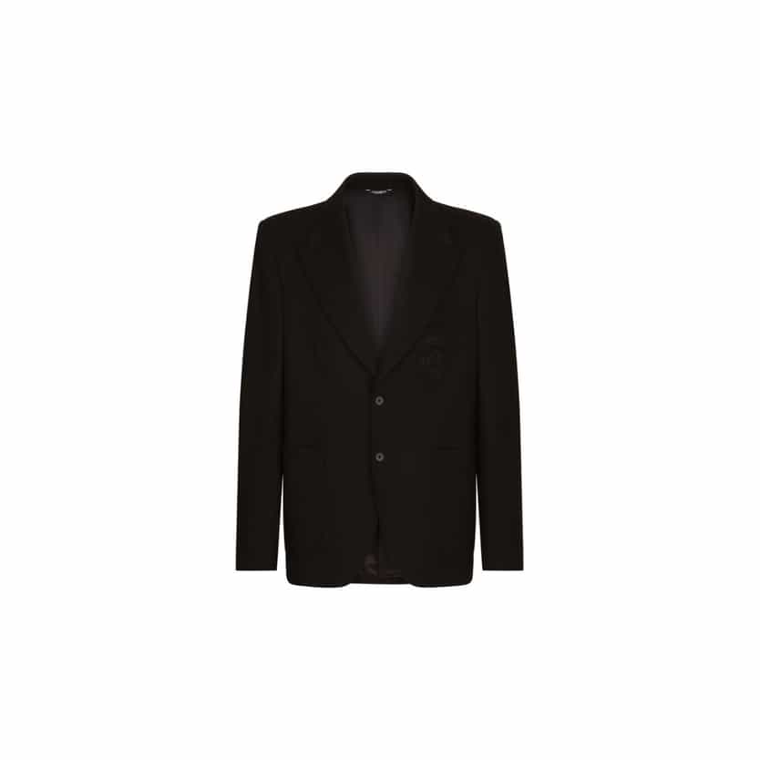 Stretch jersey jacket with heraldic patch