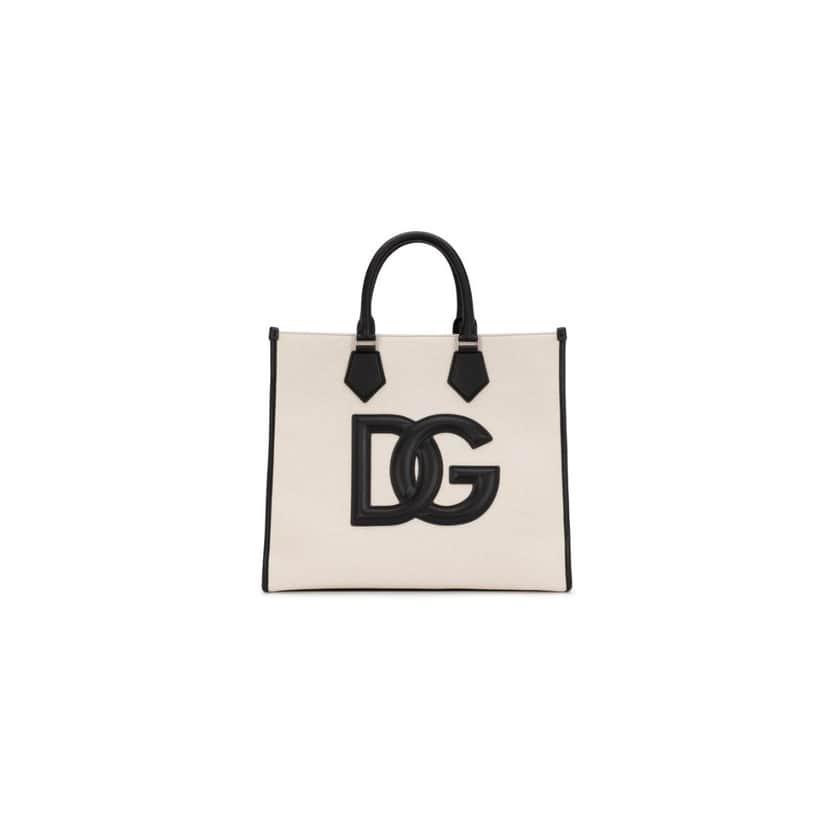 Canvas shopper with calfskin nappa details